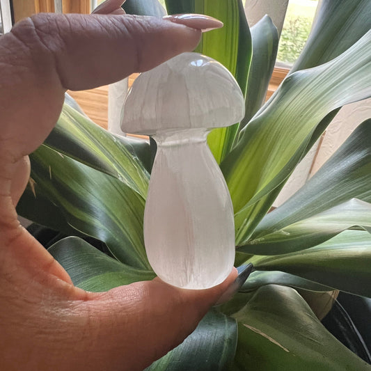 Mushroom Selenite Crystal Carving